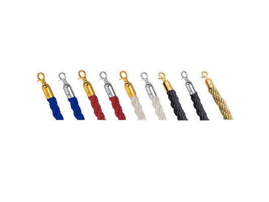 Barrier rope gold, 150 cm, gold carabiners