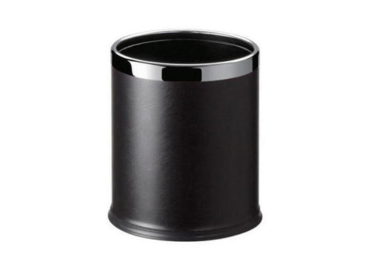 Pokojový koš, dvouplášťový, kulatý, černá koženka, 8l