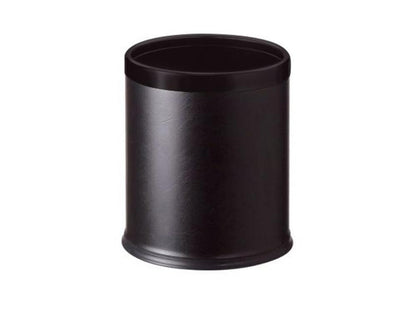 Pokojový koš, dvouplášťový, kulatý, černá koženka/černý rám, 8 l
