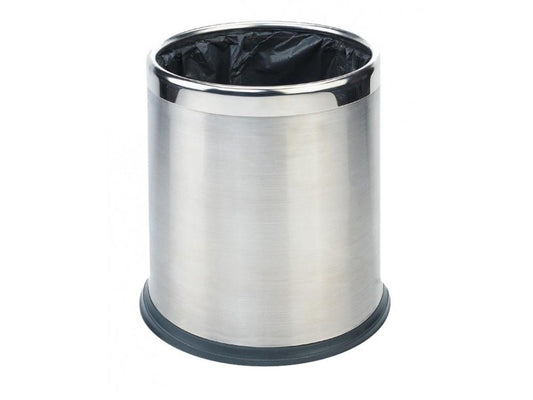 Pokojový koš, dvouplášťový, kulatý, broušená nerez, 8 l