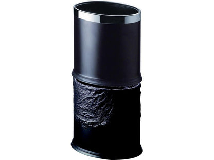 Pokojový koš, dvouplášťový, oválný, rám černá koženka/nerez, 8 l