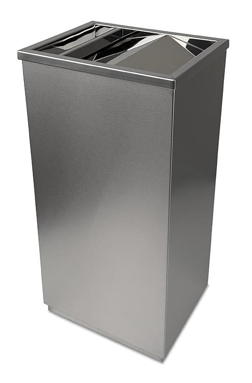 Čtvercový odpadkový koš s horním rámem a krytem "houpačka"