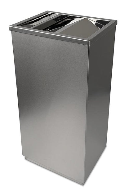 Čtvercový odpadkový koš s horním rámem a krytem "houpačka"