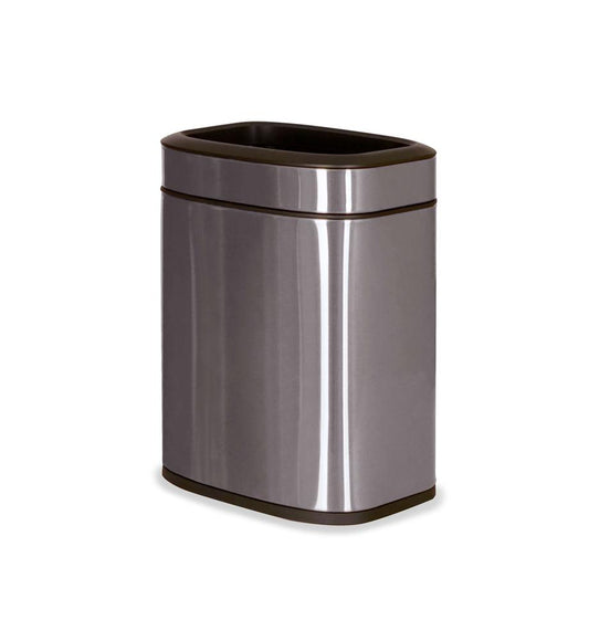 Pokojový koš, dvouplášťový, hranatý, broušená nerez, 6l