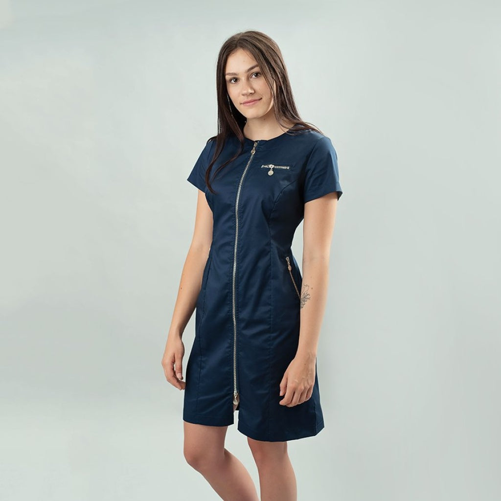 Meclo medizinisches Kleid marineblau mit Reißverschluss RITA II
