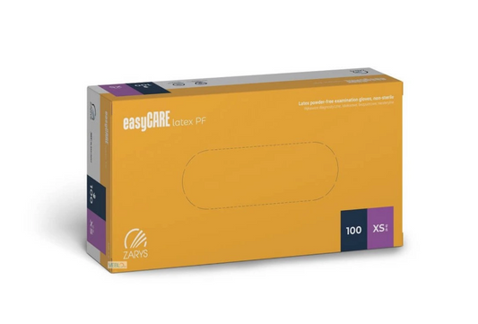 Zarys easyCARE XS (5-6) latexové vyšetřovací rukavice bez pudru, 100 ks.