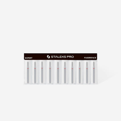Diamond nail drill bit rounded cylinder red EXPERT head diameter 1,4 mm / working part 8 mm - STALEKS