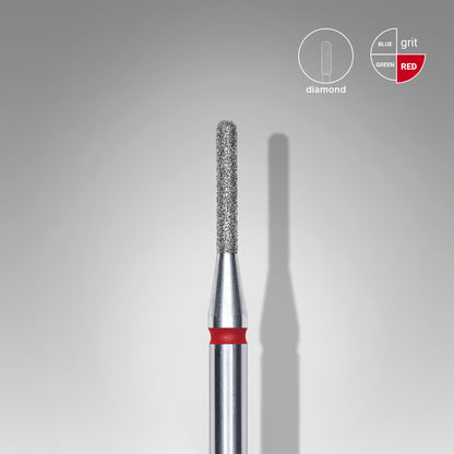 Diamond nail drill bit rounded cylinder red EXPERT head diameter 1,4 mm / working part 8 mm - STALEKS