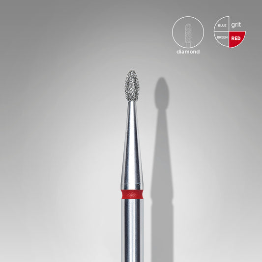 Diamantový vrták na nehty zaoblený pupen červený EXPERT průměr hlavy 1,6 mm / pracovní část 3,4 mm - STALEKS