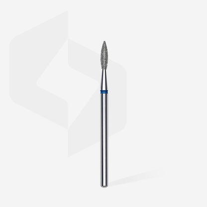 Diamond nail drill bit pointed flame blue EXPERT head diameter 2,1 mm / working part 8 mm - STALEKS