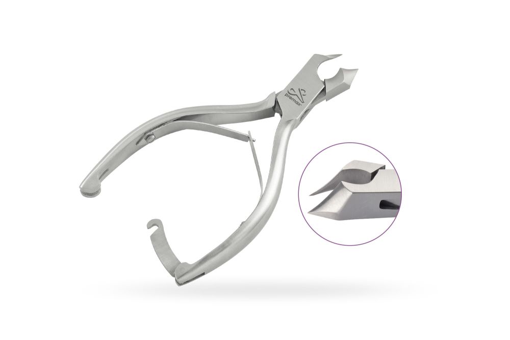 Front cut foot nail nippers 1/4 moon recessed double spring and sic hook closure