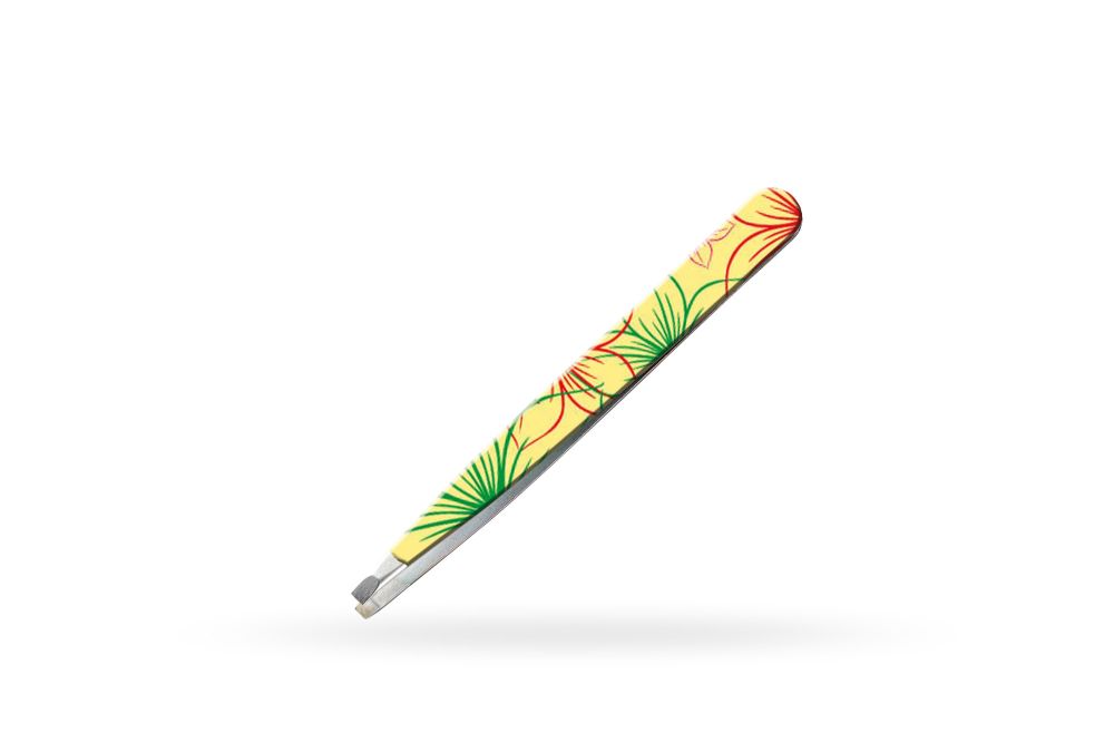 Tweezers with slanted tip PREMAX - Yellow Flowers Fantasy - Colors Collection