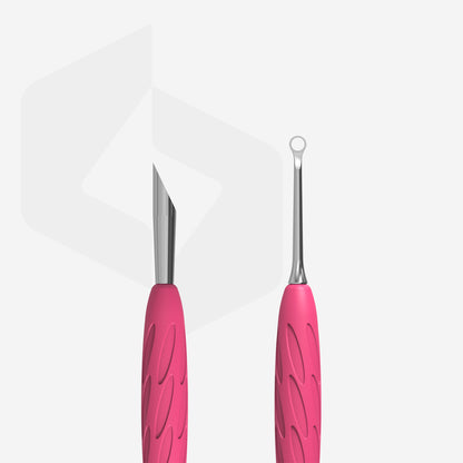 Manicure pusher Gummy with silicone handle UNIQ 11 TYPE 2 (beveled and loop pusher) - STALEKS