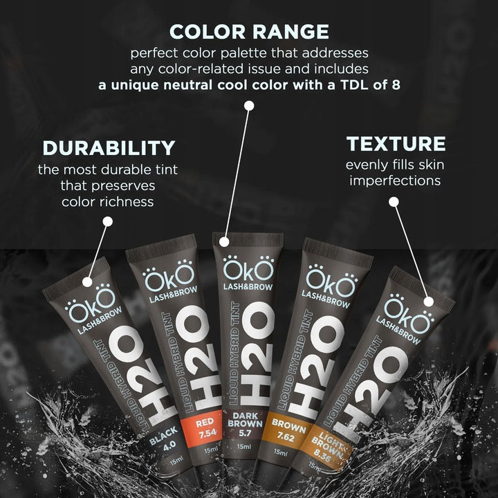 Eyebrow and eyelash dye OKO Liquid Hybrid Tint H2O 5.7 Dark Brown, 15 ml