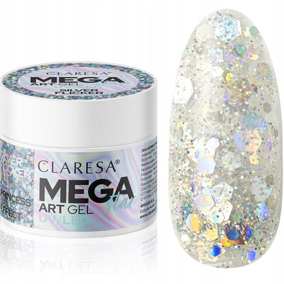 Claresa gel na zdobení Megastar Silver Flicker 10 g