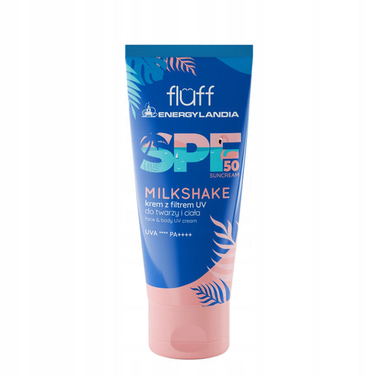 FLUFF - Energylandia - SPF50 Sunscreen - Cream with SPF50 protection factor for face and body - Milkshake - 100 ml