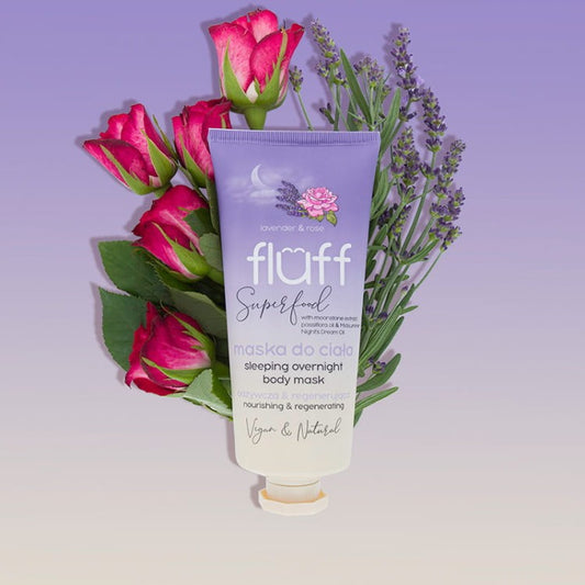Noční spací tělová maska ​​Fluff Lavender and Rose