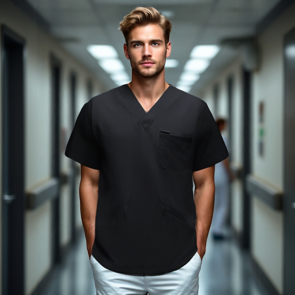 Meclo Herren Arztkittel schwarz GARY
