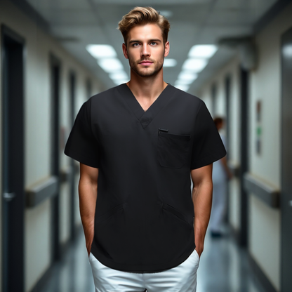 Meclo Herren Arztkittel schwarz GARY