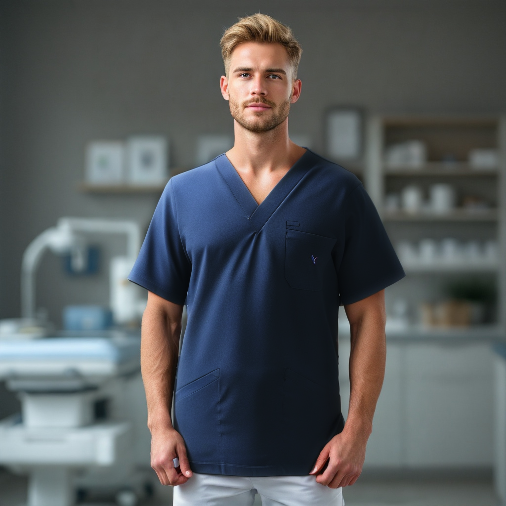 Meclo Herren Arztkittel Marineblau GARY