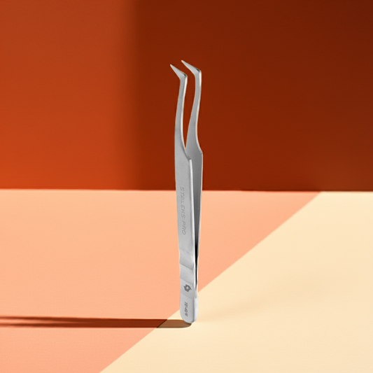 Professional eyelash tweezers EXPERT 41 TYPE 6 (L-shaped, 75') - STALEKS