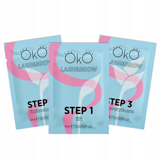 Wimpern- und Augenbrauenlaminierungsprodukt OkO Lifting Set Step 1 Step 2 Step 3