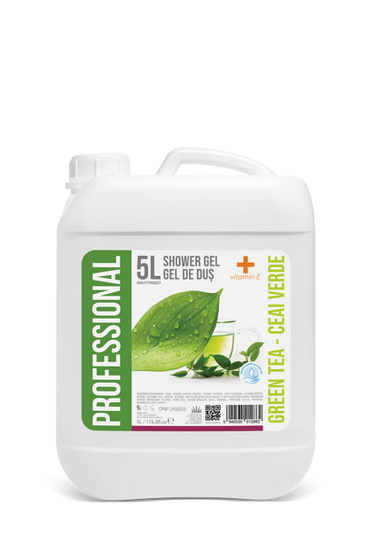 Professional Shower gel Green Tea + Vitamin E, 5L Canister - PROFESSIONAL