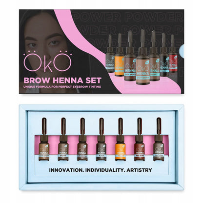 OKO Power Powder Augenbrauen-Henna-Set, 7 * 5 g