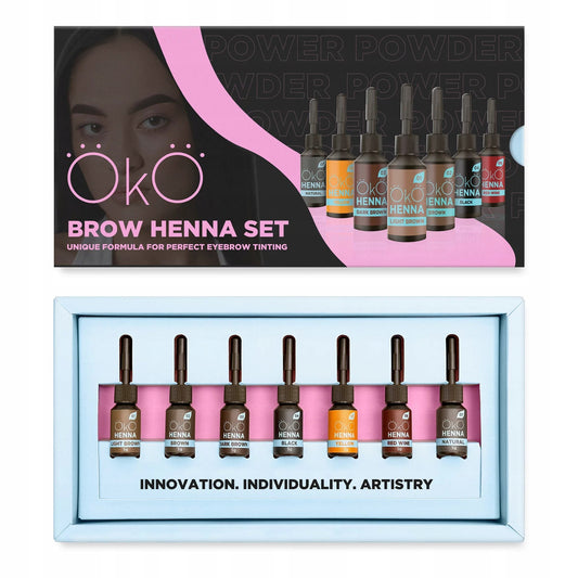 OKO Power Powder Augenbrauen-Henna-Set, 7 * 5 g