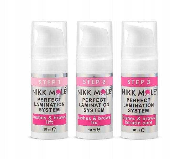 Nikk Mole Augenbrauen- und Wimpernlaminierungsset Nr. 1, 2, 3 je 10 ml