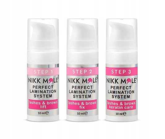 Nikk Mole Augenbrauen- und Wimpernlaminierungsset Nr. 1, 2, 3 je 10 ml