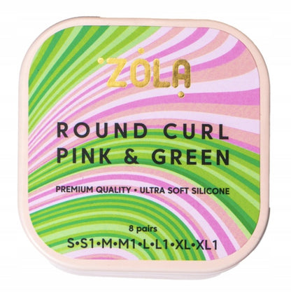 Natáčky ZOLA Round Curl, růžovo-zelené (8 párů)