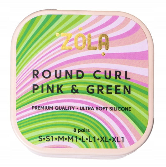 Natáčky ZOLA Round Curl, růžovo-zelené (8 párů)