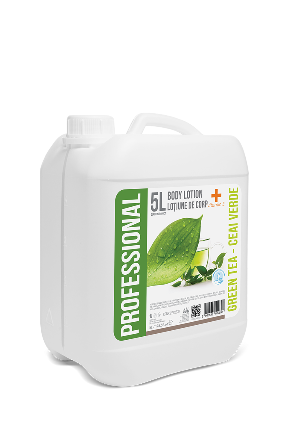 Professionelle Körperlotion 5L – Grüner Tee + Vitamin A, 5L-Kanister – PPROFESSIONAL