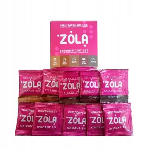 Zola Innovative Färbesystem – 5er-Set Augenbrauenfarben + Oxidationsmittel in Sachets (10x5 ml)