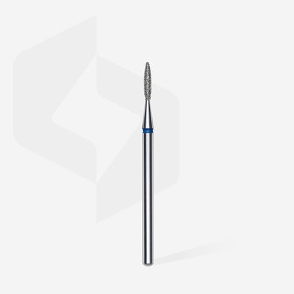 Diamond nail drill bit pointed flame blue EXPERT head diameter 1,6 mm / working part 8 mm - STALEKS
