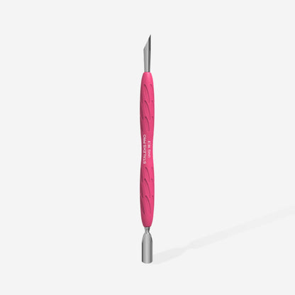 Manicure pusher Gummy with silicone handle UNIQ 10 TYPE 2 (rounded narrow and beveled pusher) - STALEKS