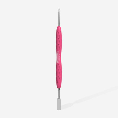 Manicure pusher Gummy with silicone handle UNIQ 11 TYPE 1 (straight flat and loop pusher) - STALEKS