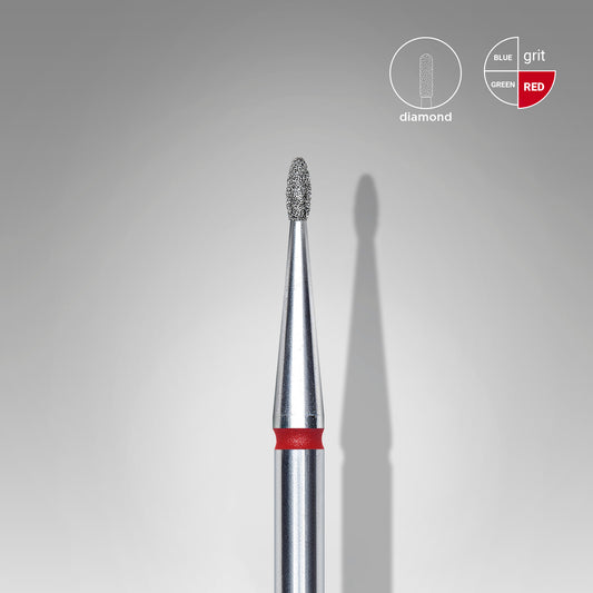 Diamantový vrták na nehty zaoblený pupen červený EXPERT průměr hlavy 1,2 mm / pracovní část 3 mm - STALEKS