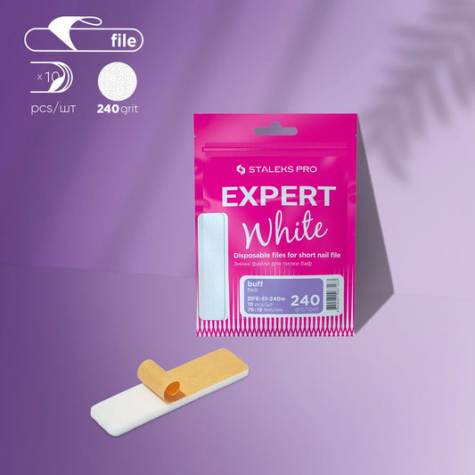 Jednorázové bílé pilníky na krátké nehty (brusný pilník) EXPERT 51 zrnitost 240 (10 ks) - STALEKS