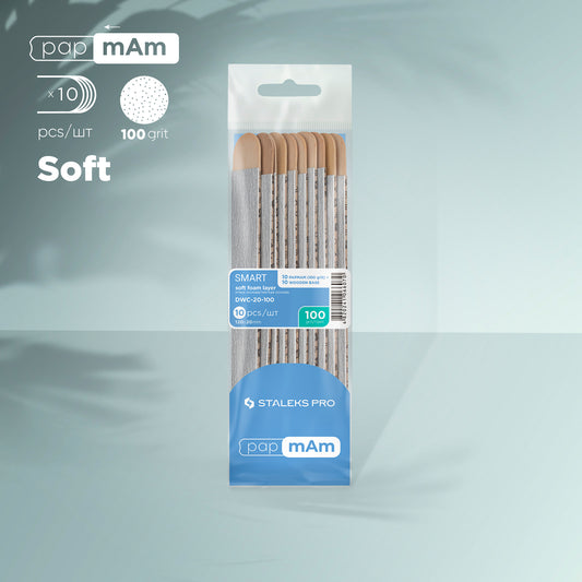 Disposable files papmAm on soft foam layer and on a wooden base SMART 20 100 grit (10 pcs) - STALEKS