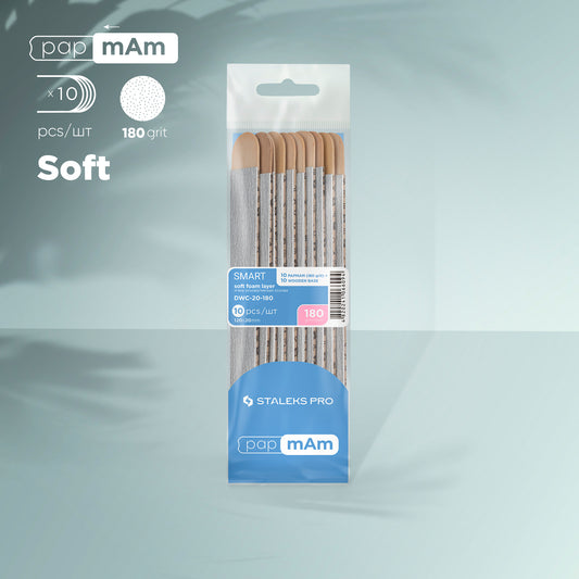 Disposable files papmAm on soft foam layer and on a wooden base SMART 20 180 grit (10 pcs) - STALEKS