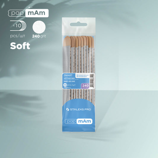 Disposable files papmAm on soft foam layer and on a wooden base SMART 20 240 grit (10 pcs) - STALEKS