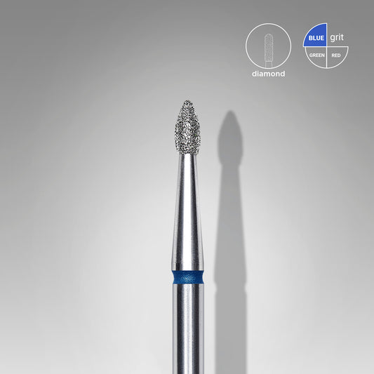 Diamantový vrták na nehty špičatý pupen modrý EXPERT průměr hlavy 1,8 mm / pracovní část 4 mm - STALEKS