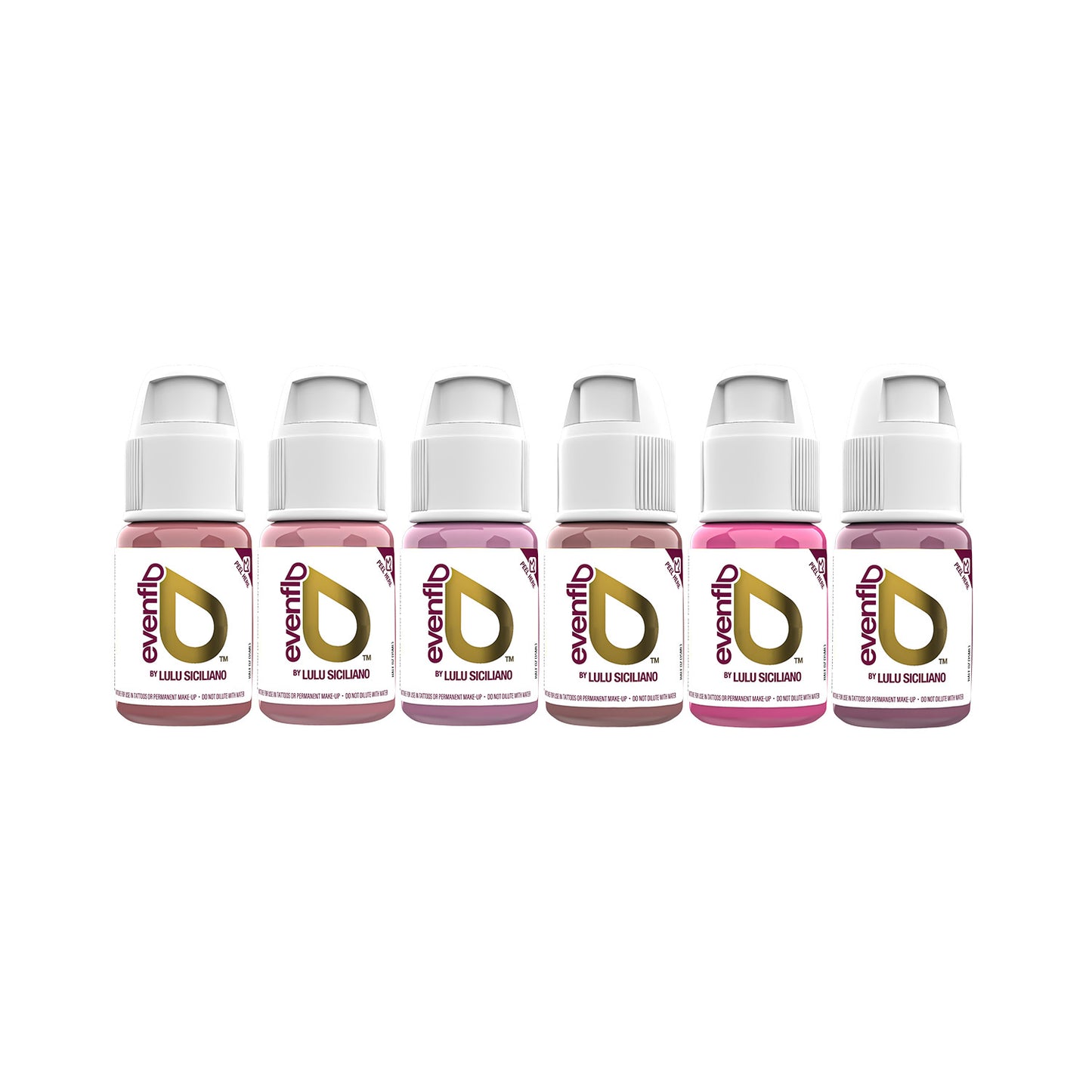 Perma Blend Luxe Evenflo PMU Tinte - True Lips Set - Komplettes Set mit 6 x 15ml