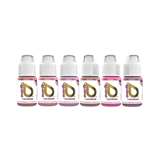 Perma Blend Luxe Evenflo PMU Tinte - True Lips Set - Komplettes Set mit 6 x 15ml