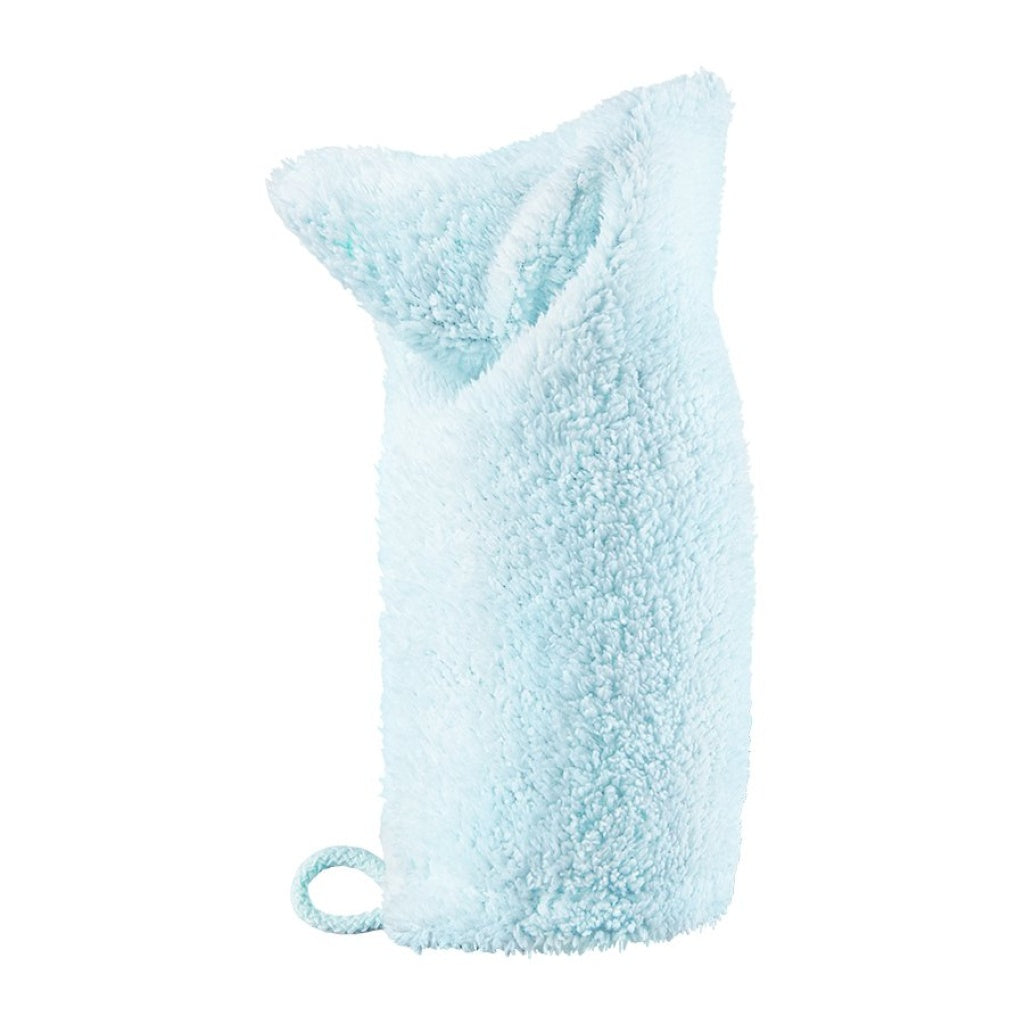 Blue terry cloth wash mitt