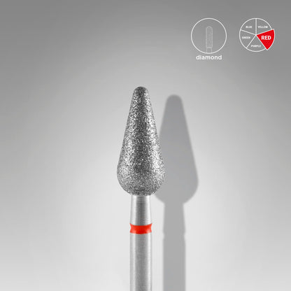 Diamantový vrták na nehty zaoblený hruškově červený EXPERT průměr hlavy 5 mm / pracovní část 12 mm - STALEKS