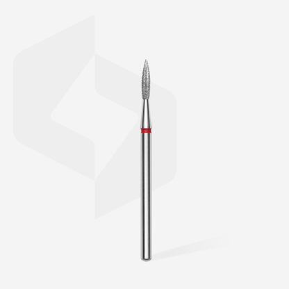 Diamond nail drill bit pointed flame red EXPERT head diameter 2,3 mm / working part 8 mm - STALEKS