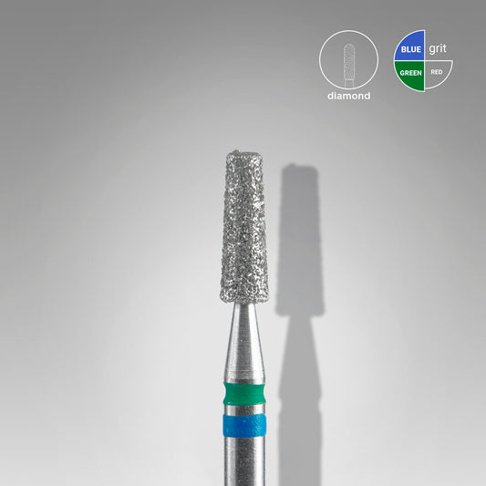 Diamantový vrták na nehty DUO kužel modrozelený EXPERT průměr hlavy 2,5 mm / pracovní část 8 mm - STALEKS